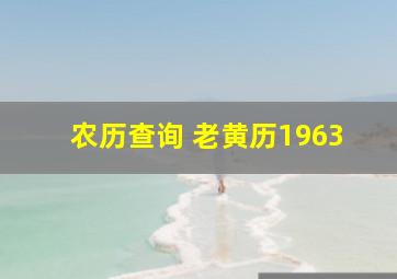 农历查询 老黄历1963